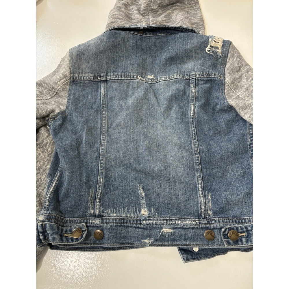 Free People Throwback Denim Jean Hoodie Jacket Sweatshirt 🌎 Women's  Small - Picture 6 of 6